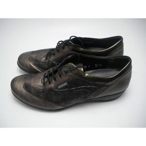 Mephisto Air Relax Snakeskin Print Lace Up Low Wedge Driving Shoes Women's 10